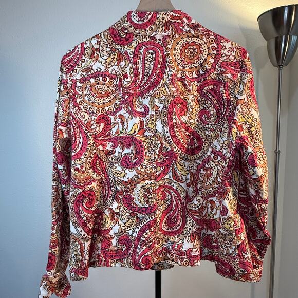 Charter Club Pink & Gold Paisley Print Lightweight Jacket -Boho Chic Retro Style - Picture 3 of 5